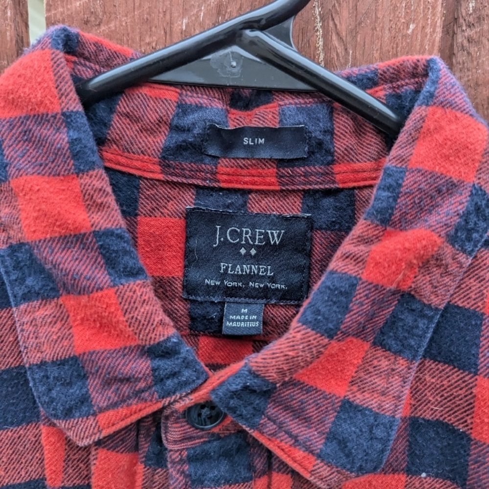 J.Crew Red and Blue Flannel Shirt - Medium - Slim Fit